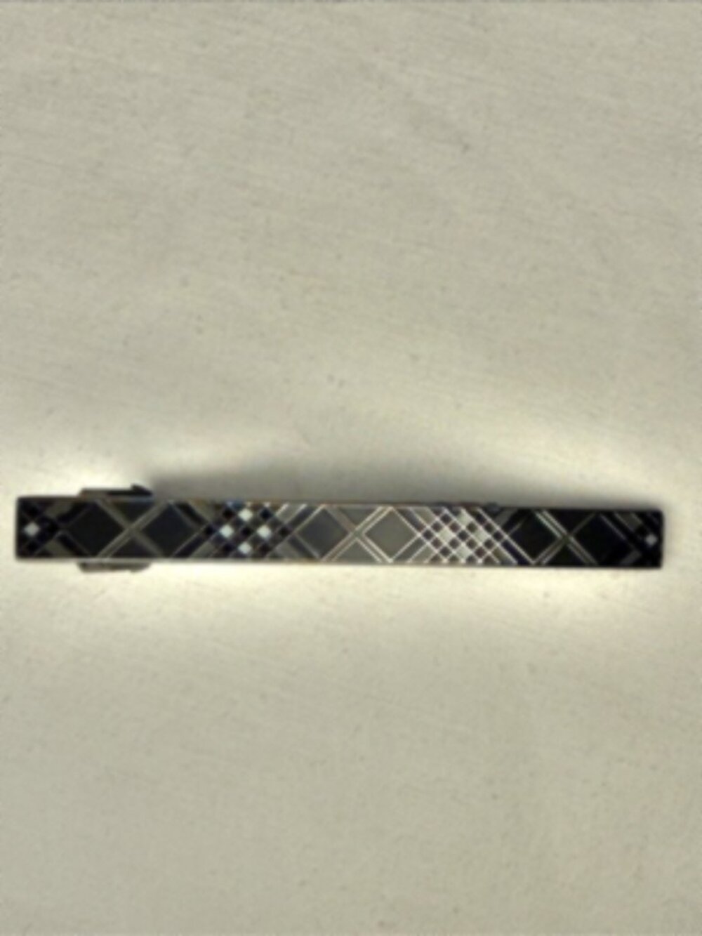 Burberry Black Nova Check Tie Bar Clip 2.5" Logo Pattern